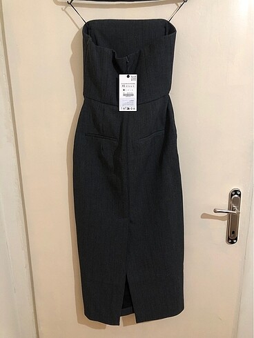 xs Beden Zara gri straplez elbise