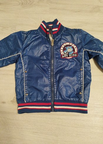 Mavi Parlak Nakışlı Erkek Çocuk Biker Ceket - Görsel 5