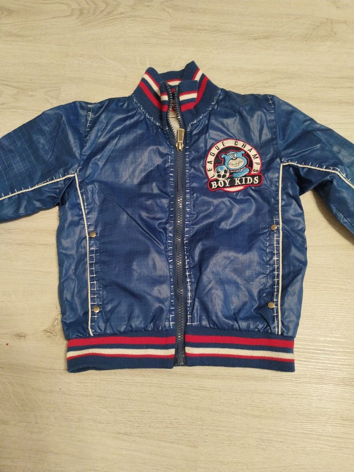 Mavi Parlak Nakışlı Erkek Çocuk Biker Ceket - Görsel 5