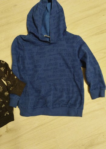 Koyu Mavi Kapüşonlu Erkek Çocuk Sweatshirt - Görsel 3