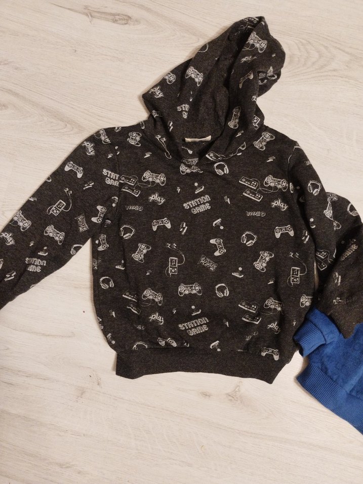 Koyu Mavi Kapüşonlu Erkek Çocuk Sweatshirt - Görsel 2