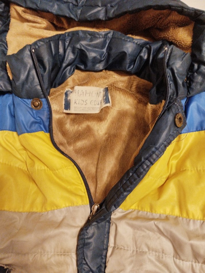 Renkli Kapüşonlu içi kadife Erkek Çocuk Mont - Görsel 2