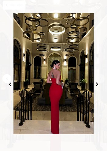 Parlak taşli halter yaka Kırmızı Yılbaşı Kadın Elbise - Görsel 2