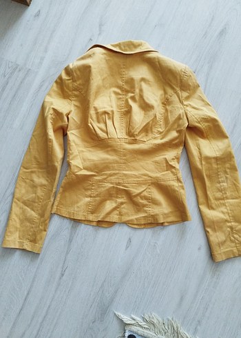 Sarı Keten Mini Blazer - Görsel 4