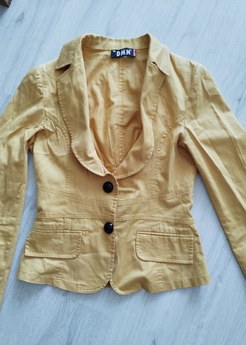 Sarı Keten Mini Blazer - Görsel 2