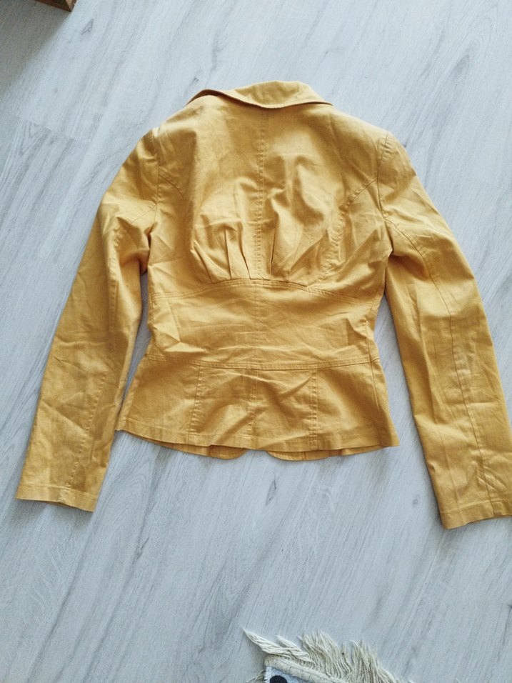 Sarı Keten Mini Blazer - Görsel 4