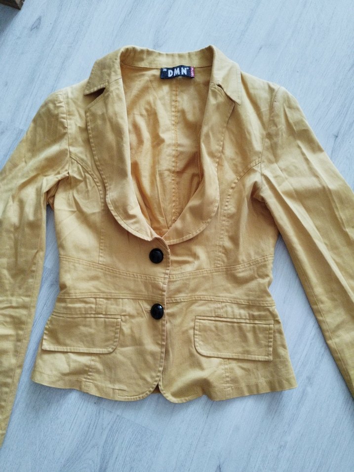 Sarı Keten Mini Blazer - Görsel 2