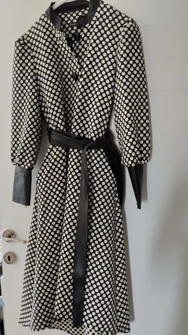 Uzun Puantiyeli Kadın trench - Görsel 2