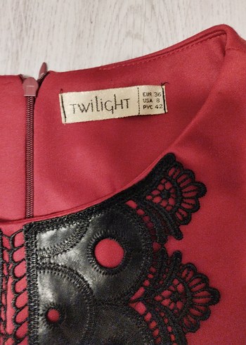 Bordo Dantel İşlemeli Uzun Kollu Vintage Elbise - Görsel 3