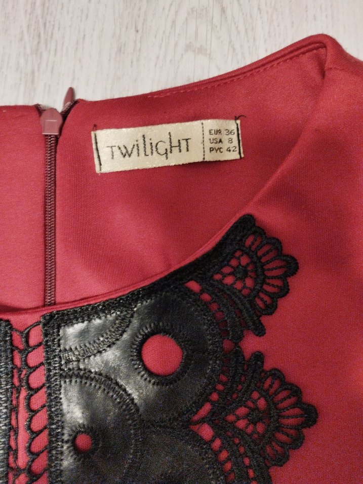 Bordo Dantel İşlemeli Uzun Kollu Vintage Elbise - Görsel 3