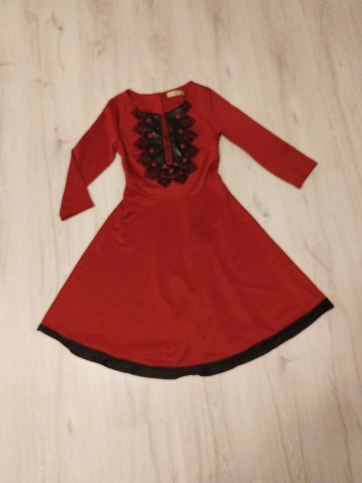 Bordo Dantel İşlemeli Uzun Kollu Vintage Elbise - Görsel 2