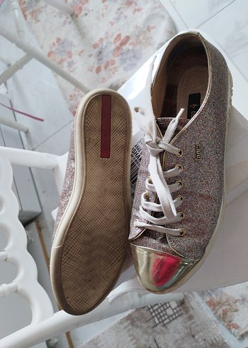 Parlak Pembe Simli Sneakers - Görsel 4