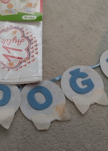 iyi ki doğdun keçe yazısı asılır, bebek ay fotoğraf etiketi - Görsel 3