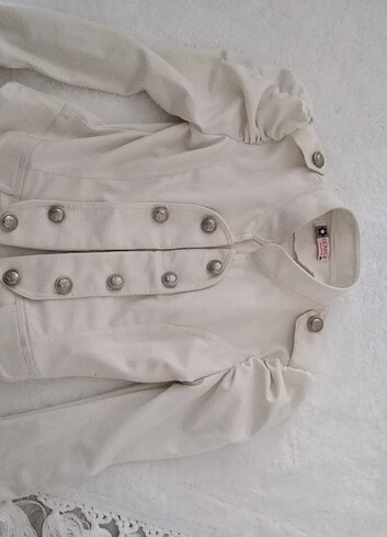 xs Beden beyaz Renk Düğmeli şık ceket 