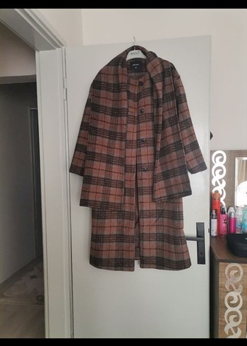 Kahverengi Ekose Desenli Uzun Kaban - Görsel 5