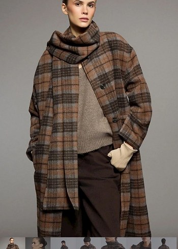 Kahverengi Ekose Desenli Uzun Kaban - Görsel 2