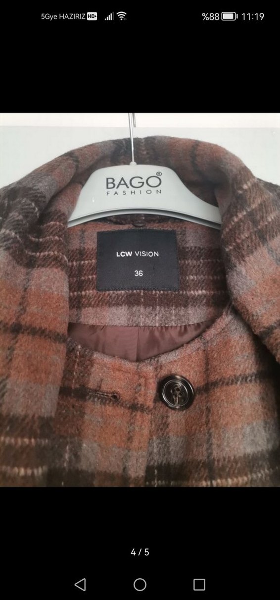 Kahverengi Ekose Desenli Uzun Kaban - Görsel 4