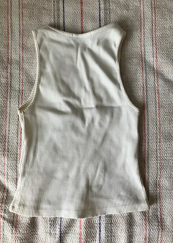 Kadın Beyaz V Yakalı Kolsuz Triko Süveter - Görsel 3