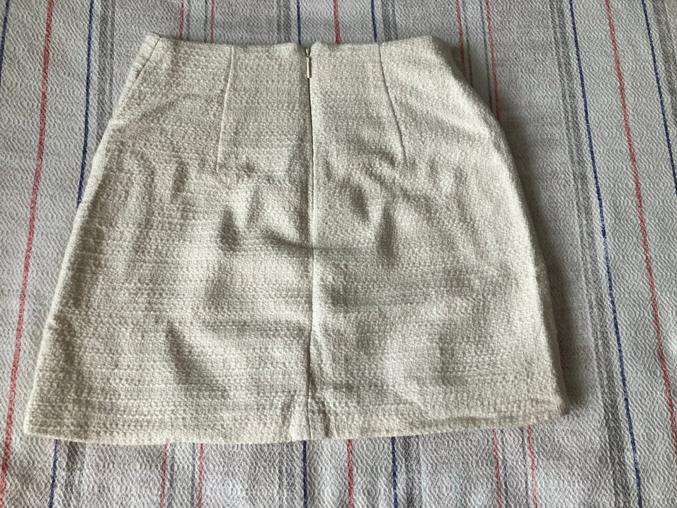 Mango Örgü Dokulu Beyaz Mini Etek - Görsel 3