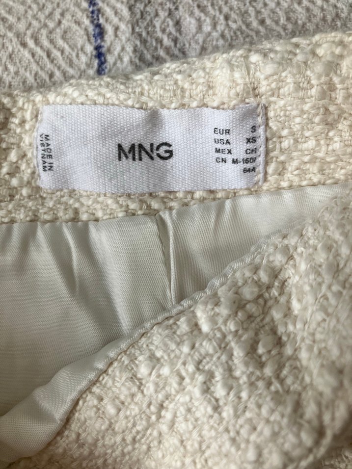 Mango Örgü Dokulu Beyaz Mini Etek - Görsel 4