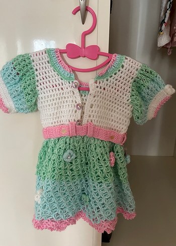 Bohem Çok Renkli Kız Örgü Elbise - Görsel 2