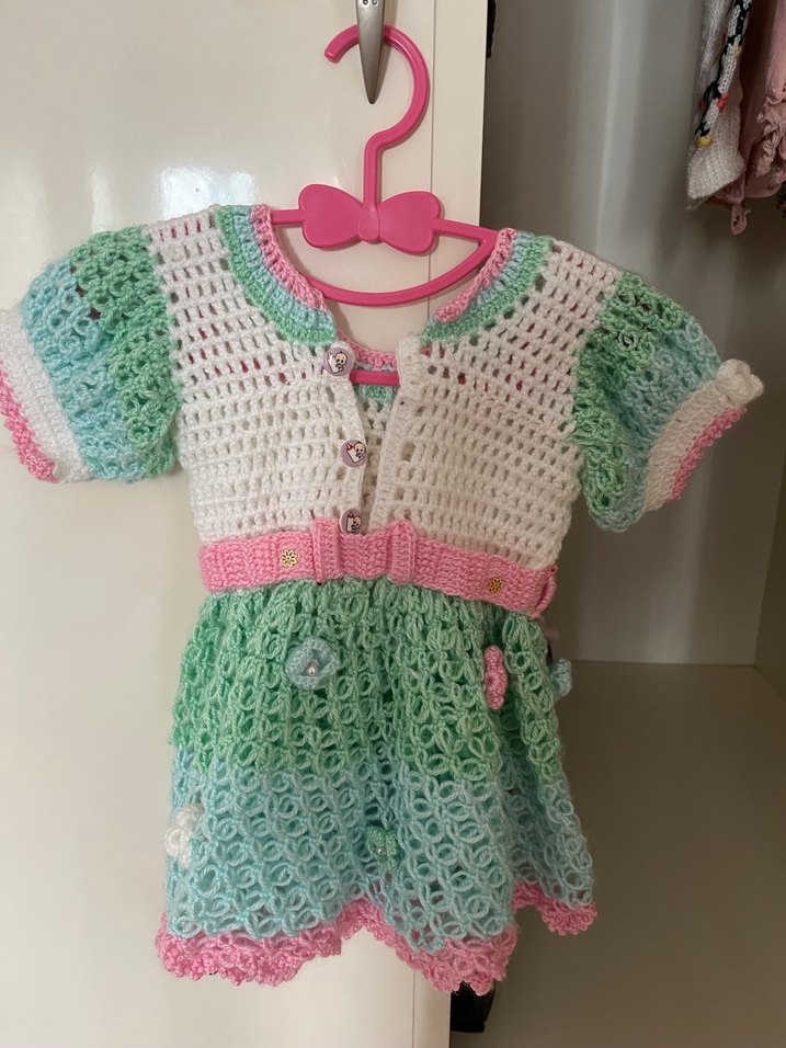 Bohem Çok Renkli Kız Örgü Elbise - Görsel 2