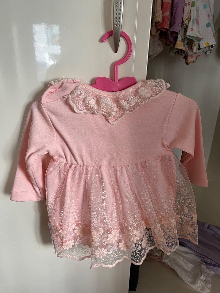 Dantel Detaylı Pembe Kız Çocuk Elbisesi - Görsel 2