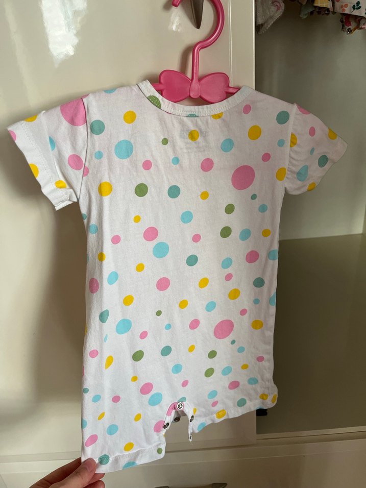 Beyaz Puantiyeli Kız Bebek Tulum - Görsel 2