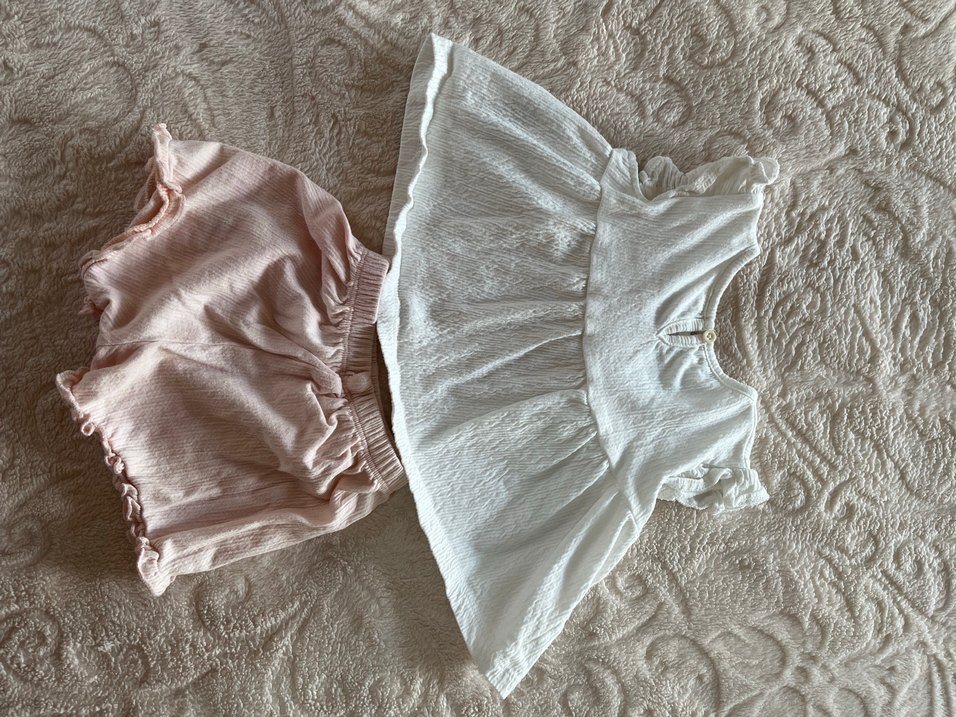 Beyaz Fırfırlı Kolsuz Bebek Kız Takımı - Görsel 3