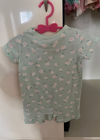 Çiçek Desenli Pastel Gri Bebek Tulum - Görsel 2