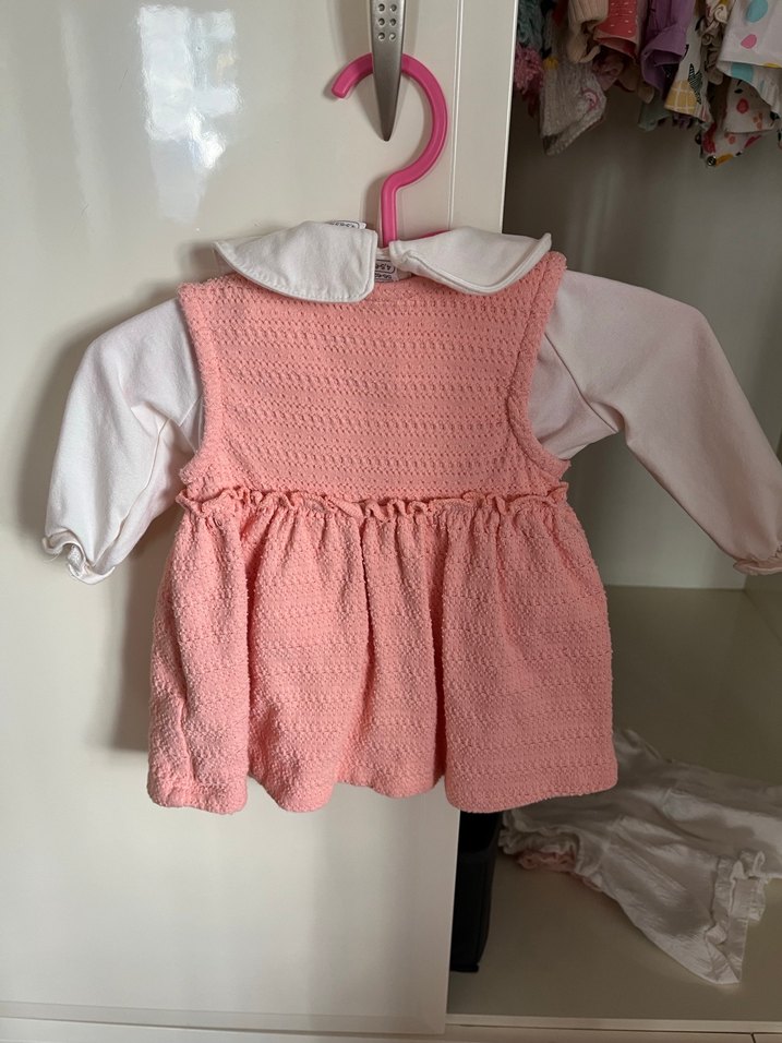 Pembe Fırfırlı Uzun Kollu Kız Elbisesi - Görsel 2