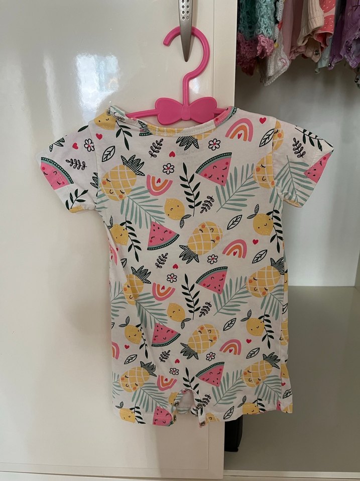 Kız Çocuk Pastel Renkli Baskılı Tulum - Görsel 2