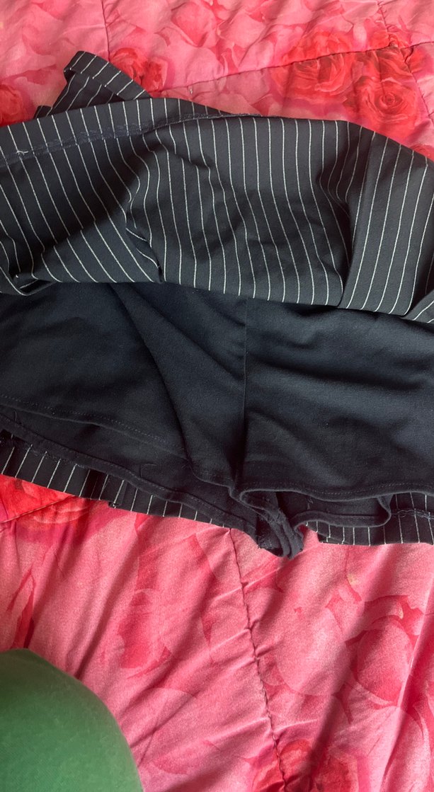 Çizgili şortlu Pilili Mini Etek - Görsel 5