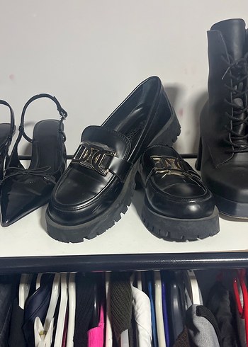 Siyah Deri Platform Topuklu Gotik Kadın Botları - Görsel 3