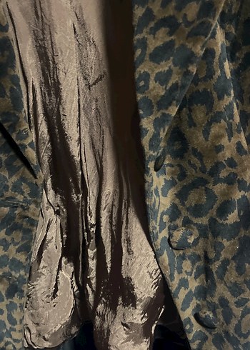 Kahverengi Leopar Desenli Kadın Süet Ceket - Görsel 3