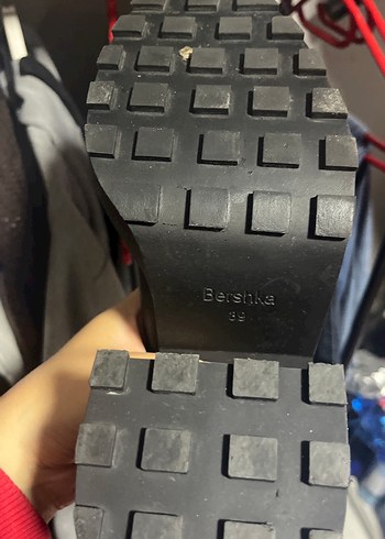 Siyah Bershka Deri Platform Topuklu Gotik Bot - Görsel 5