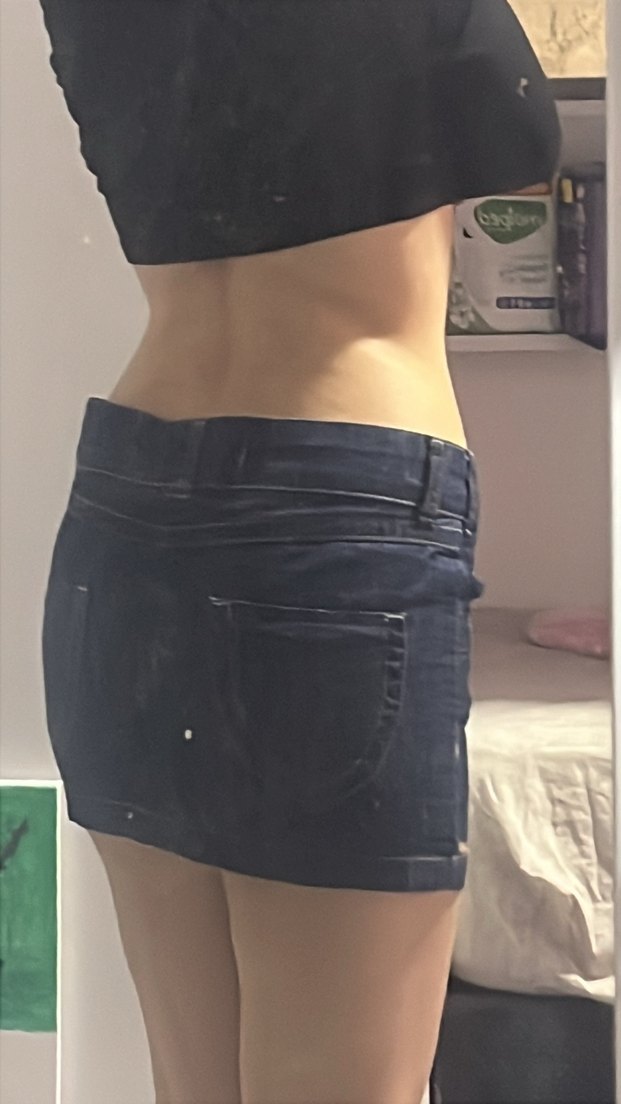 Düşük bel kot mini etek - Görsel 3