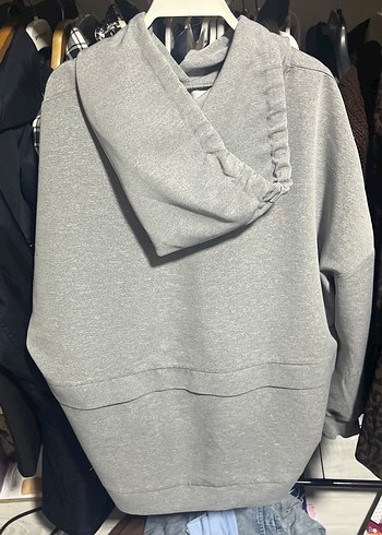 Gri Kadın Kapüşonlu Salaş zaraSweatshirt - Görsel 2