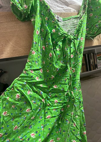 Yeşil V Yakalı Uzun Bohem Elbise - Görsel 5