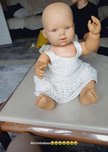 Beyaz Delikli Kumaşlı Bebek elbise - Görsel 2