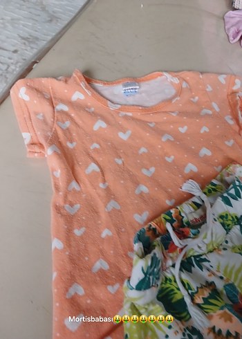 Desenli Kız Bebek Kısa Kollu Takım - Görsel 2