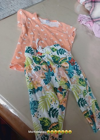 Desenli Kız Bebek Kısa Kollu Takım - Görsel 4