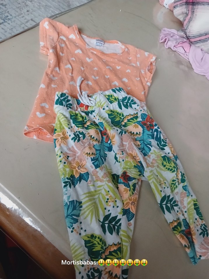 Desenli Kız Bebek Kısa Kollu Takım - Görsel 4