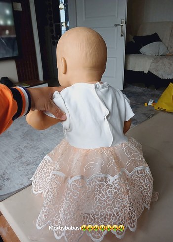 Beyaz Dantel Detaylı Kız Çocuk Elbisesi - Görsel 4