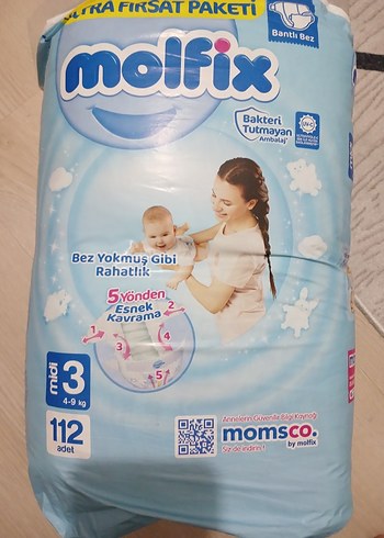 Molfix Bebek Bezi Midi 3, 4-9 kg, 112 Adet