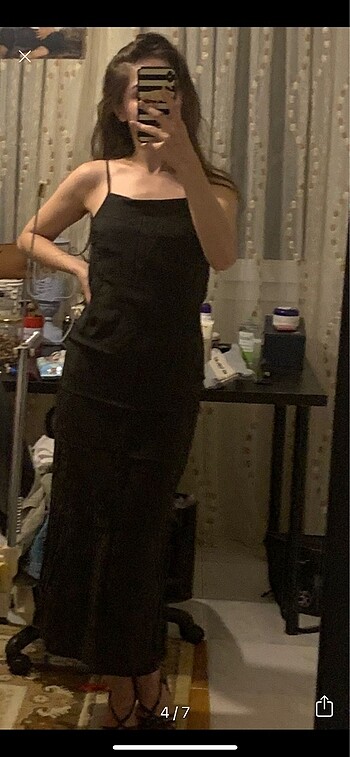 xs Beden haki Renk Zara midi boy saten
