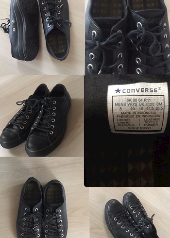 41 Beden Orjinal Siyah Deri Converse Ayakkabı