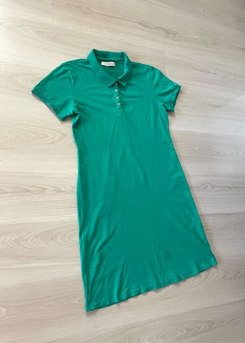 Mudo MUDO Yeşil Polo Yaka Kısa Kollu Midi Elbise