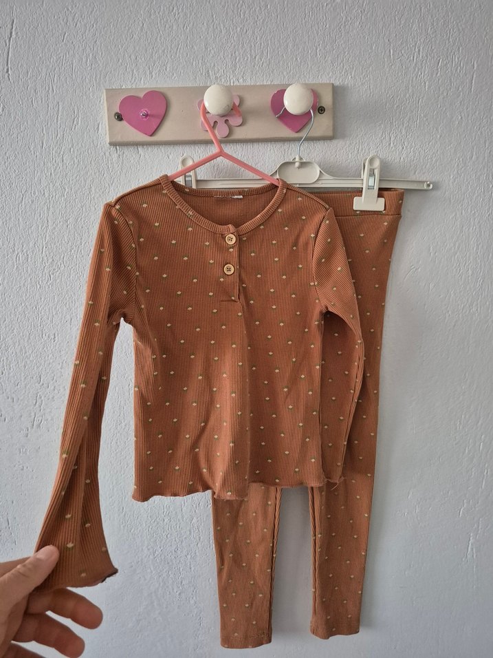 Kız Bebek Uzun Kollu Düğmeli Baskılı Takım - Görsel 4