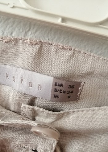 36 Beden çeşitli Renk Bej Keten Mini Etek